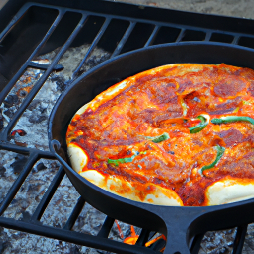 Cooking pizza in a Dutch oven over a campfire